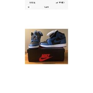 Nike Air Jordan 1 Retro High OG Dark Marina Blue Black GS Size 5.5Y 575441 404
